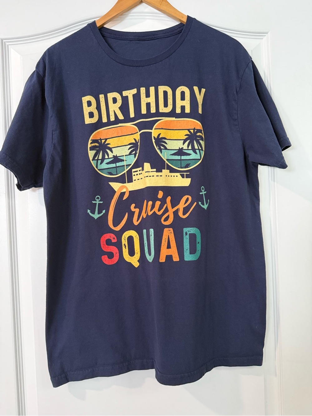 Birthday Cruise Squad Navy Graphic Tee Unisex M/L